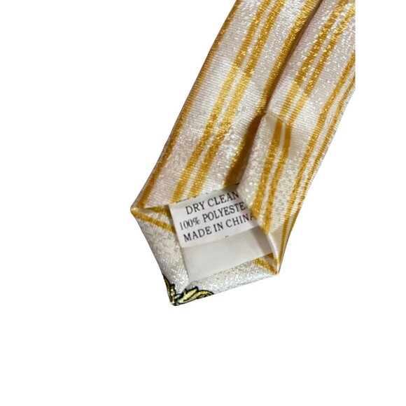 Fratello Mens Neck Tie Yellow White Geometric Work Dad Tie - Picture 5 of 6